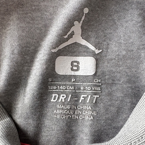 Jordan Gray Long Sleeve Tee with Red and White Logo Size S - Picture 3 of 4